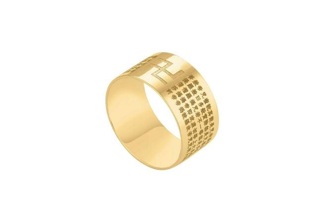 Nhẫn vàng nam 18k khắc chữ, họa tiết phong thủy