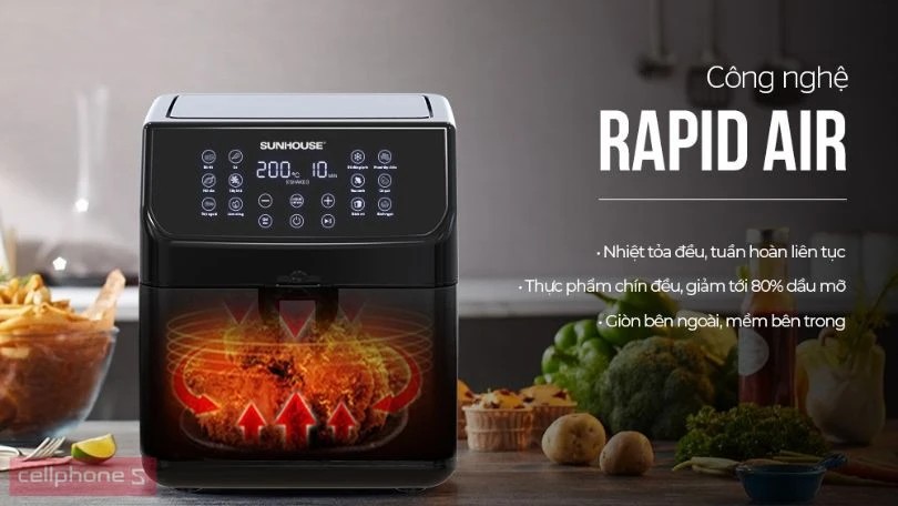 Công nghệ Rapid Air giúp giảm 80% lượng dầu mỡ trong thực phẩm