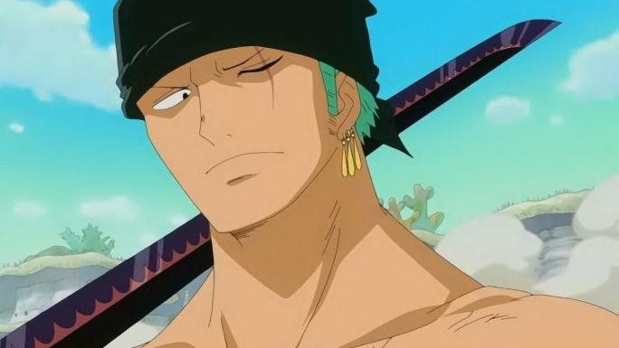 Hình ảnh Zoro thời nhỏ đang luyện tập kiếm thuật tại một võ đường ở Biển Đông.