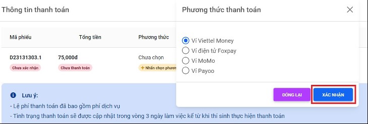 Lựa chọn phương thức thanh toán