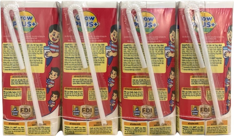 Sữa bột pha sẵn Nuti Grow Plus + Đỏ Ít đường hộp 180ml giúp đề kháng khỏe, tiêu hóa tốt