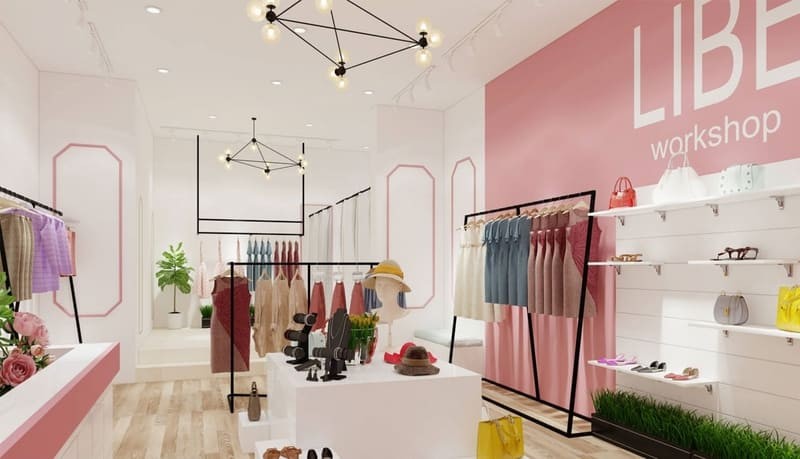 Thiết kế thi công shop thời trang siêu đơn giản nhưng ấn tượng