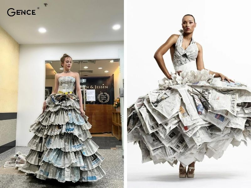 Váy giấy báo sáng tạo và thân thiện với môi trường
