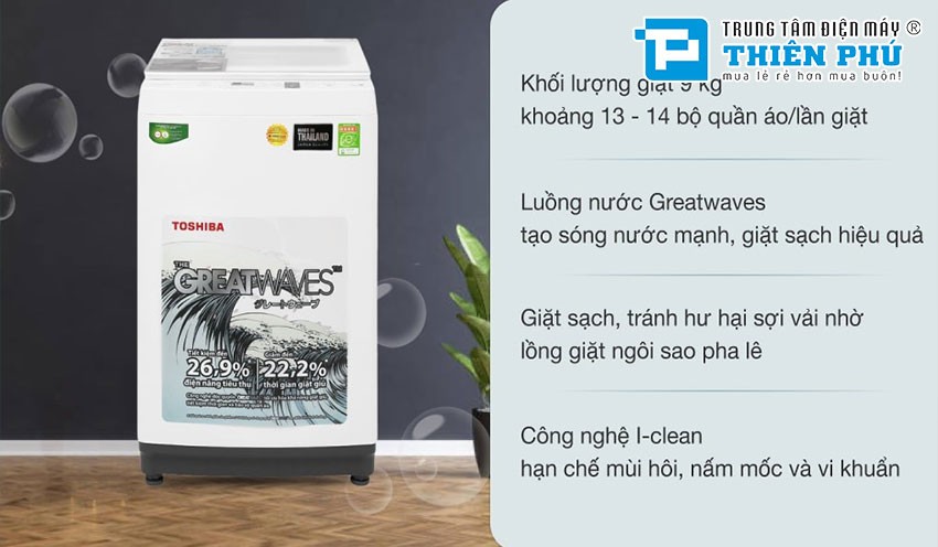 Máy giặt Toshiba AW-K1000FV(WW) 9Kg