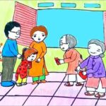 Vẽ tranh đề tài yêu thương con người thể hiện sự sẻ chia và đồng cảm giữa con người với nhau.