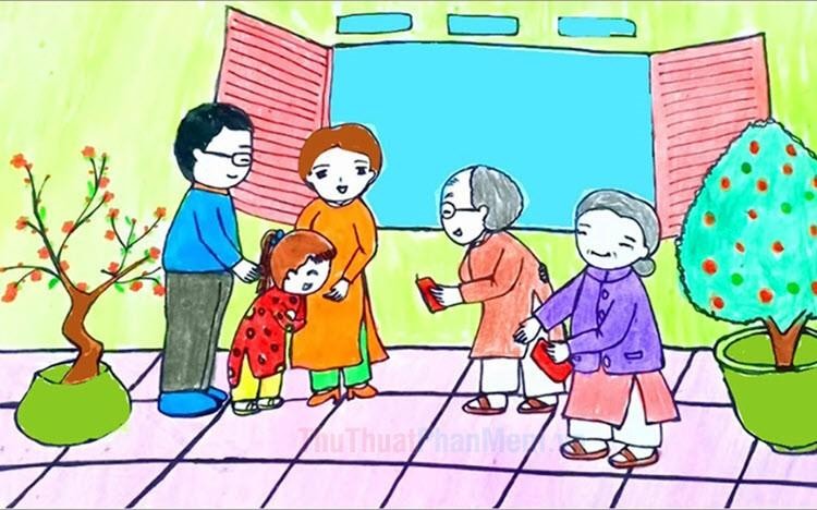 Vẽ tranh đề tài yêu thương con người thể hiện sự sẻ chia và đồng cảm giữa con người với nhau.