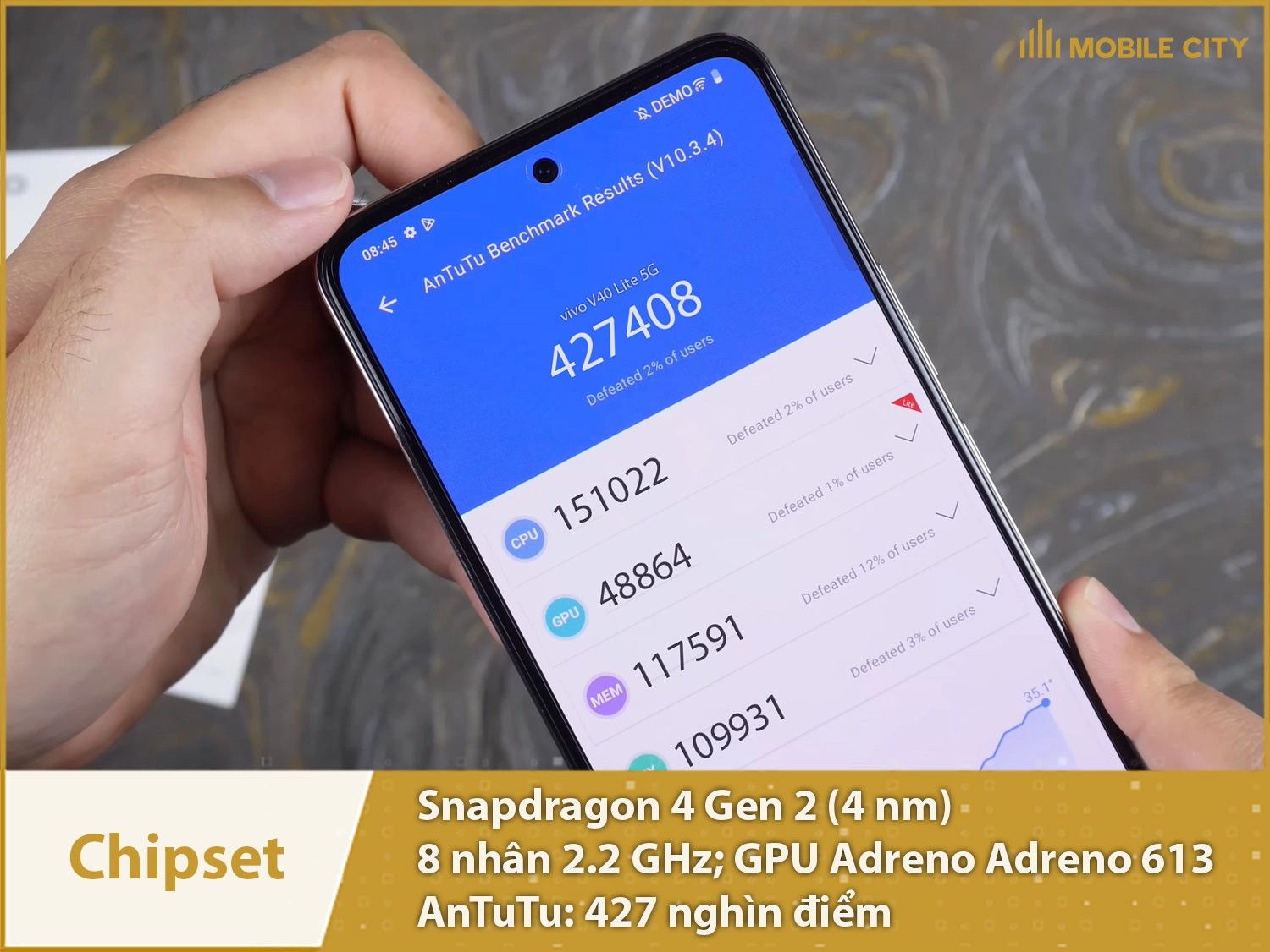Chip Snapdragon 4 Gen 2 mạnh mẽ với hơn 427 nghìn điểm AnTuTu