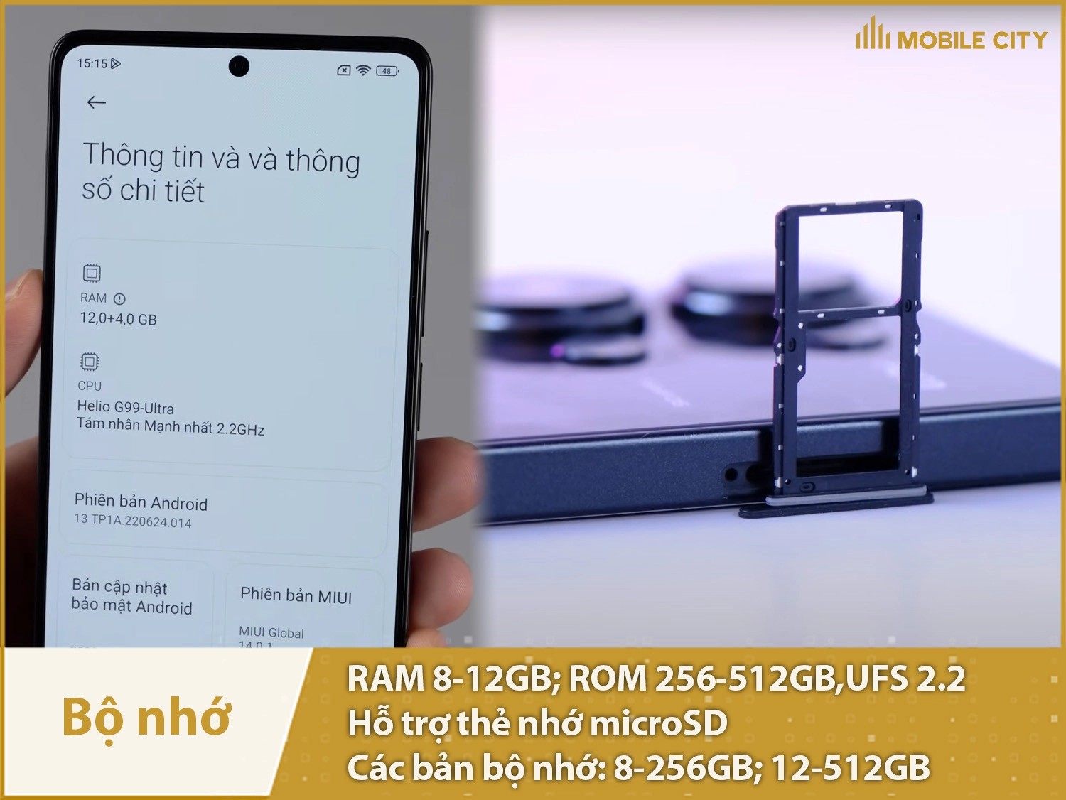 Đánh giá bộ nhớ trong của Xiaomi POCO M6 Pro 4G, có hai phiên bản 256GB và 512GB