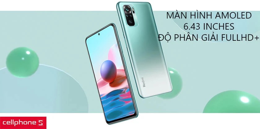 Điện thoại Xiaomi Redmi Note 10 với thiết kế nguyên khối và mặt lưng cong 3D