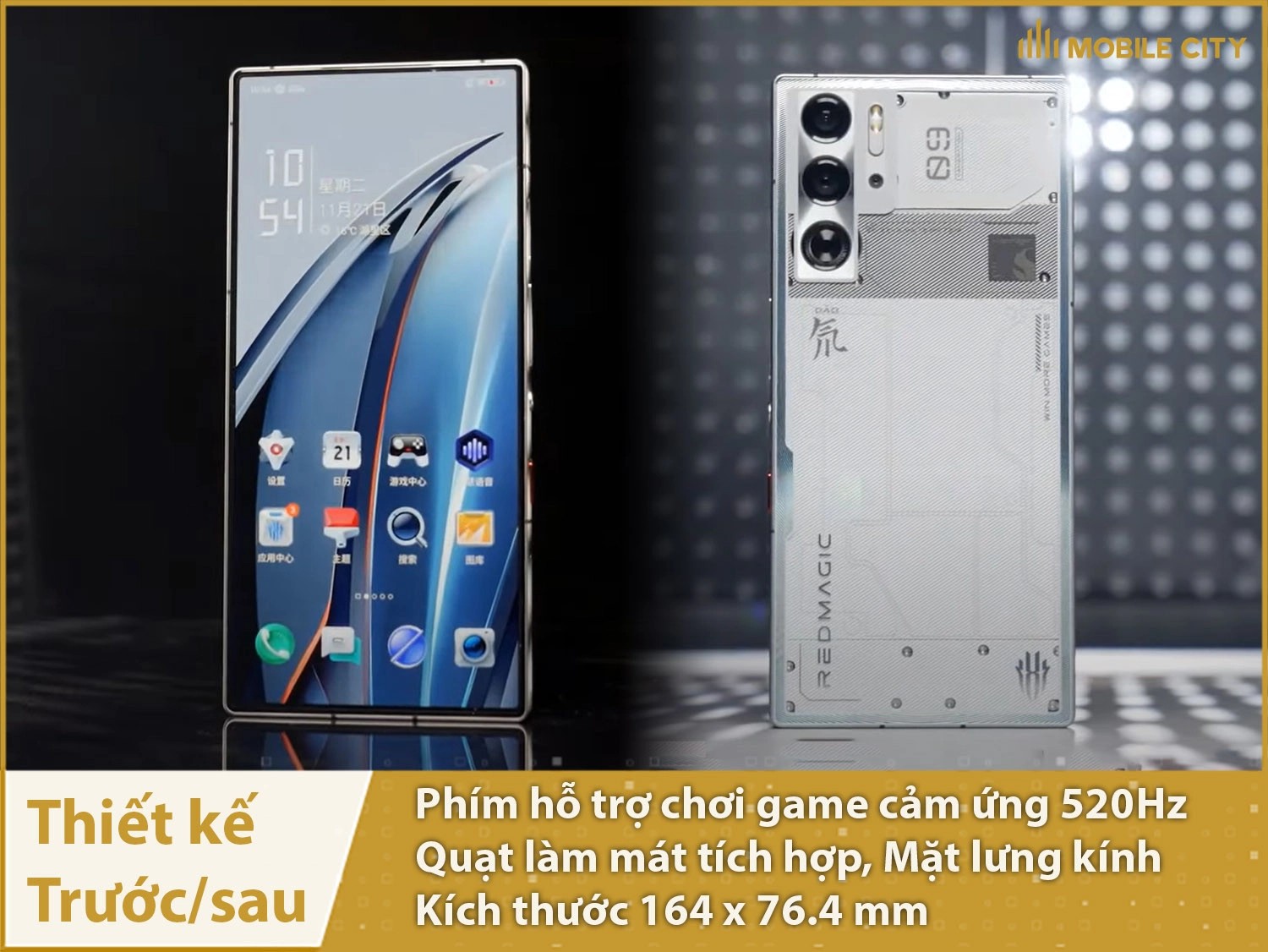 Thiết kế mặt trước và sau của Red Magic 9 Pro